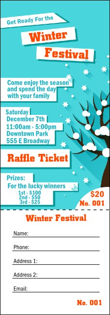 Winter Cut Paper Raffle Ticket