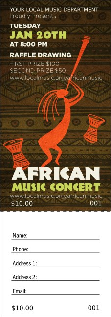African Music Raffle Ticket Product Front