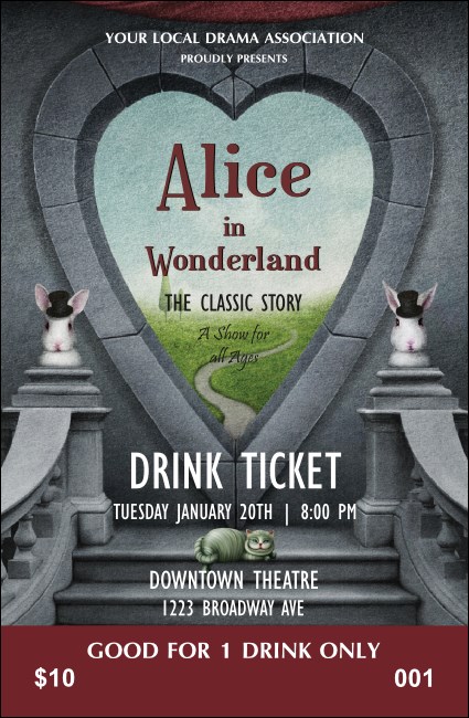 Alice in Wonderland Drink Ticket