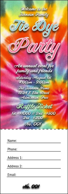 Tie Dye Raffle Ticket