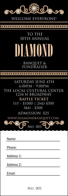 Diamonds Black Raffle Ticket