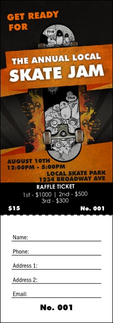 Skateboarding Raffle Ticket