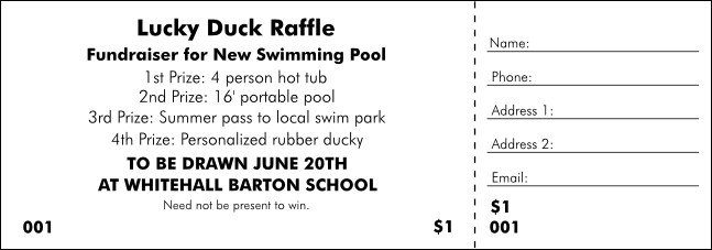 Budget Black And White Raffle Ticket - 006