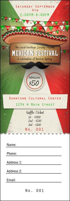 Mexican Fiesta Raffle Ticket Product Front