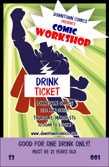 Comic Book Drink Ticket Product Front