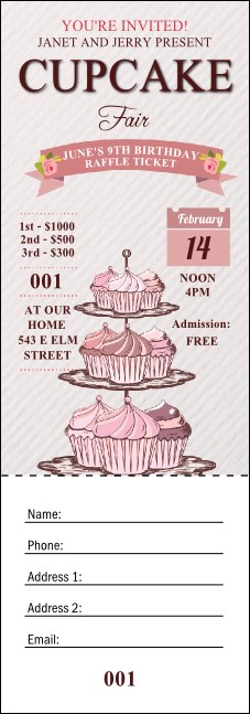 Cupcake Raffle Ticket