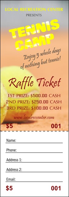 Tennis Camp Raffle Ticket