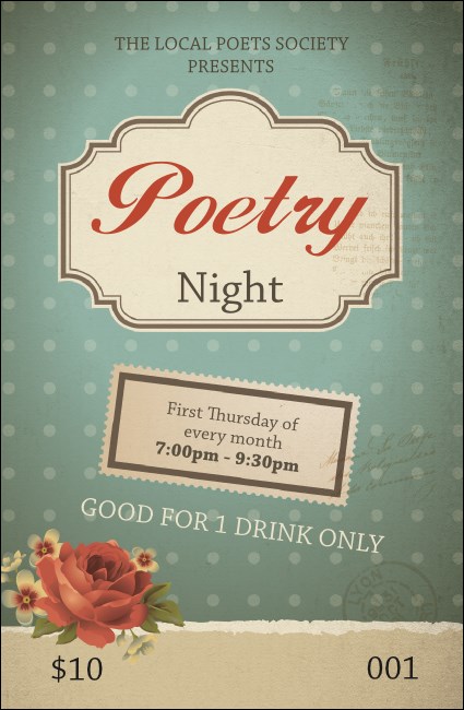 Poetry Drink Ticket Product Front