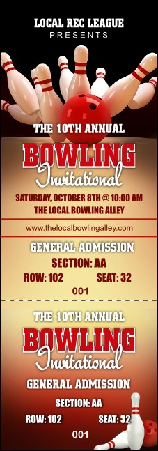 Bowling League Reserved Event Ticket