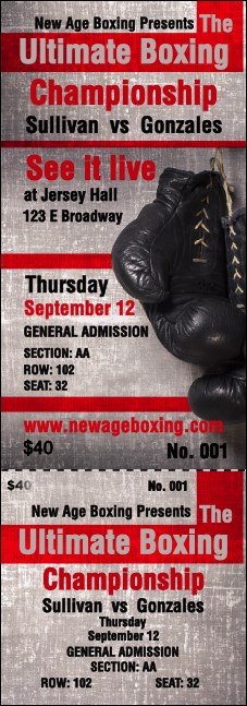Boxing Gloves Reserved Event Ticket Product Front