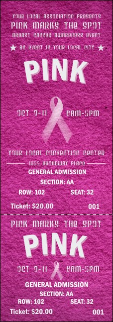 Breast Cancer Pink Ribbon Reserved Event Ticket Product Front