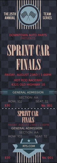 Car Racing Reserved Event Ticket Product Front