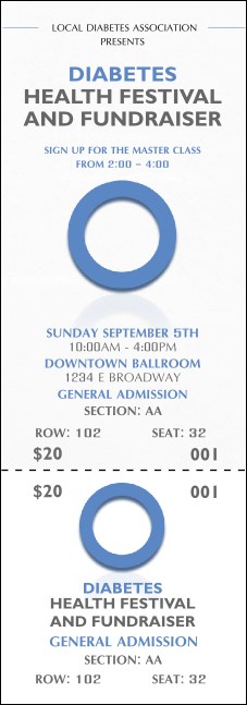 Diabetes Reserved Event Ticket Product Front