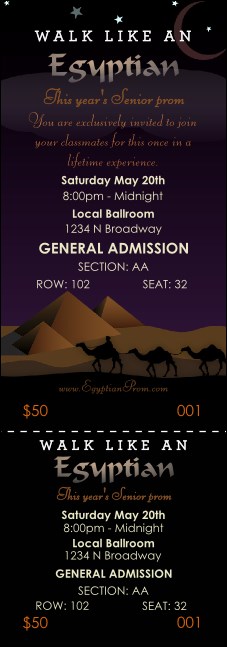 Egyptian Reserved Event Ticket Product Front