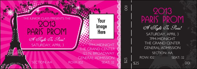 Paris Pink and Black Reserved Event Ticket