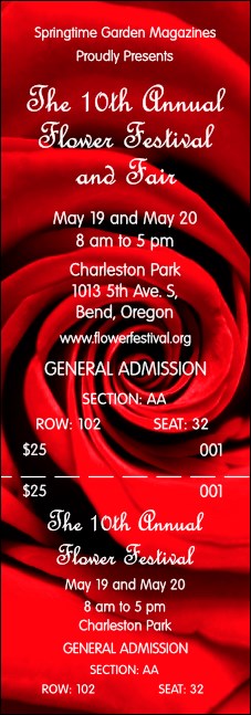 Red Rose Reserved Event Ticket Product Front