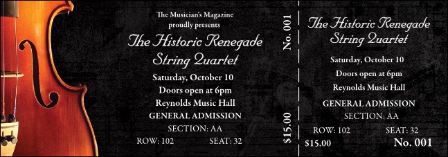 Violin Black Reserved Event Ticket Product Front