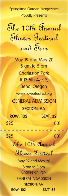 Yellow Rose Reserved Event Ticket Product Front