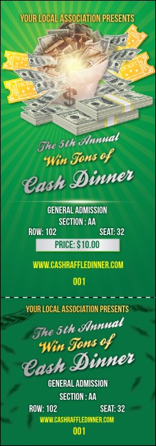 Cash Raffle Reserved Event Ticket Product Front