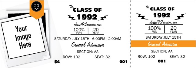 Class Reunion Mascot Orange Reserved Event Ticket