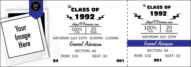 Class Reunion Mascot Blue Reserved Event Ticket Product Front