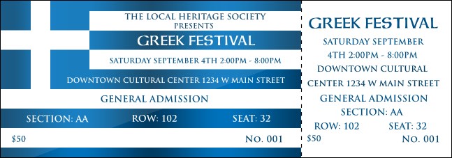 Greek Reserved Event Ticket Product Front