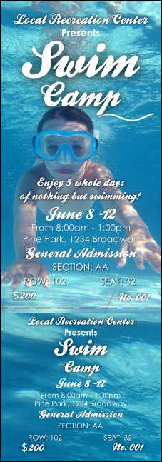 Swim Camp Reserved Event Ticket Product Front