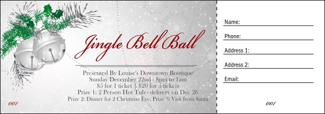 Jingle Bells Raffle Ticket Product Front