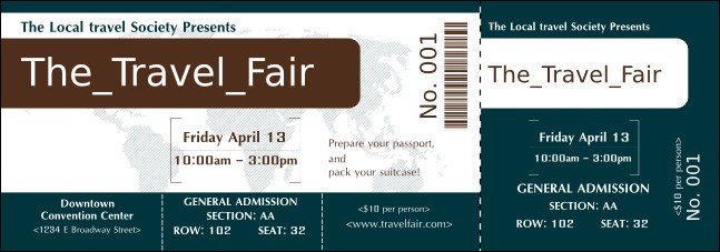 Airline Reserved Event Ticket Product Front