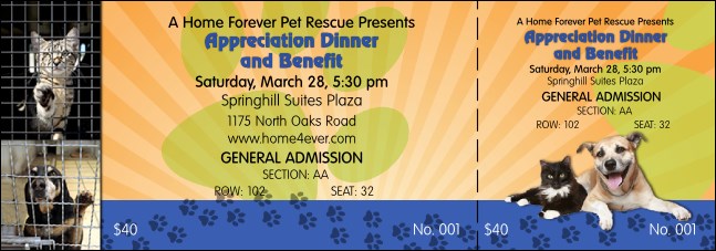 Animal Rescue Benefit Reserved Event Ticket Product Front
