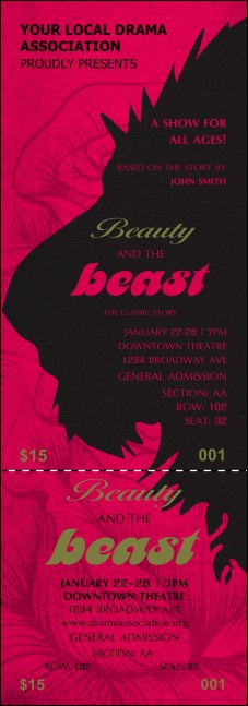 Beauty and the Beast Reserved Event Ticket