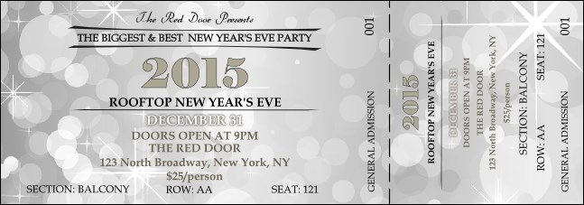 Silver Glitter Event Ticket Product Front