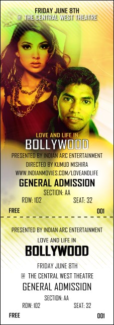 Bollywood Reserved Event Ticket Product Front