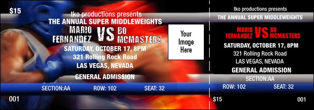 Boxing Reserved Event Ticket Product Front