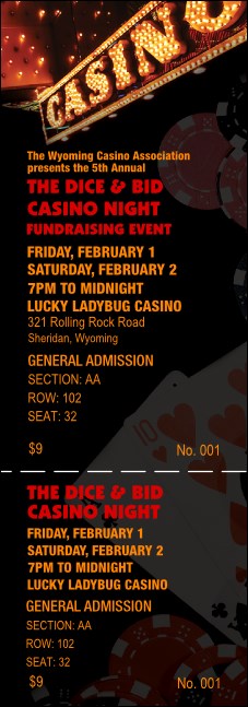 Casino Night Reserved Event Ticket Product Front