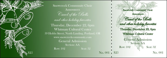 Christmas Bells Reserved Event Ticket Product Front