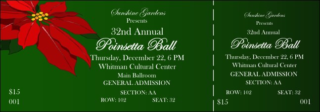 Christmas Poinsettia 001 Reserved Event Ticket Product Front