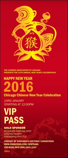 Chinese New Year Monkey VIP Pass Product Front