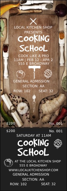 Cooking School Reserved Event Ticket Product Front
