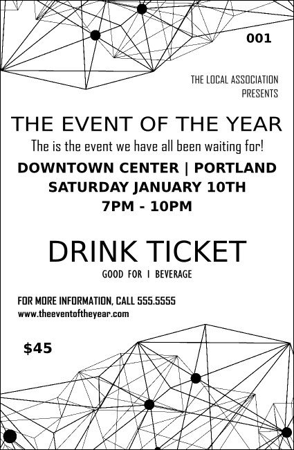 All Purpose Geometric Black and White Drink Ticket