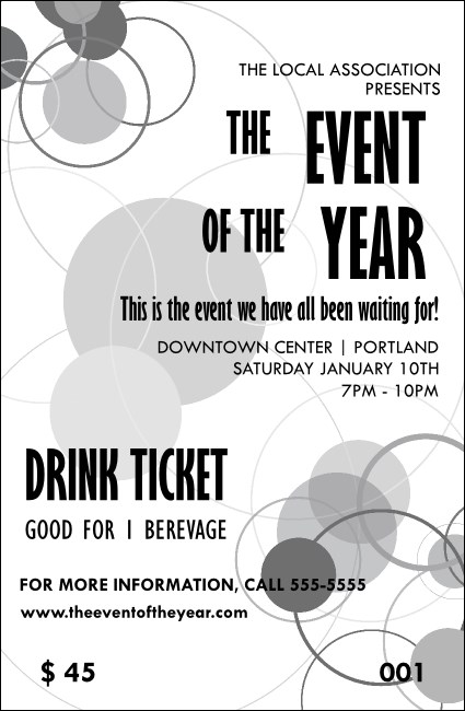 All Purpose Circles Black and White Drink Ticket