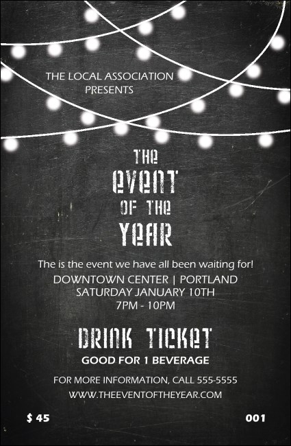 All Purpose Chalkboard Black and White Drink Ticket Product Front