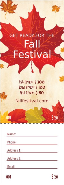 Fall Leaves Raffle Ticket Product Front