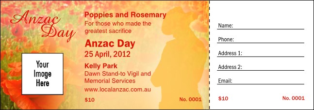 Anzac Day Raffle Ticket Product Front