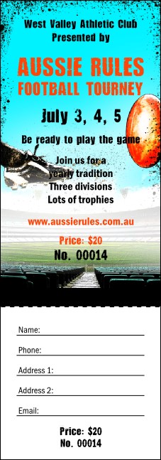 Australian Rules Football Raffle Ticket