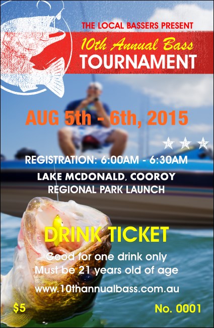 Bass Fishing Tournament Drink Ticket Product Front