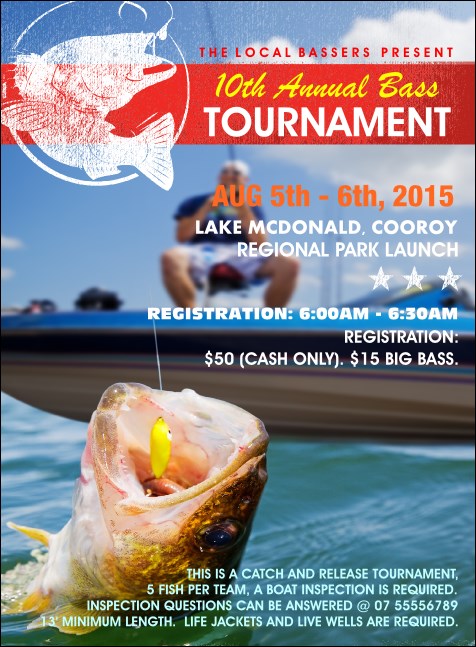 Bass Fishing Tournament Invitation Product Front