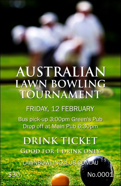 Lawn Bowling Drink Ticket Product Front