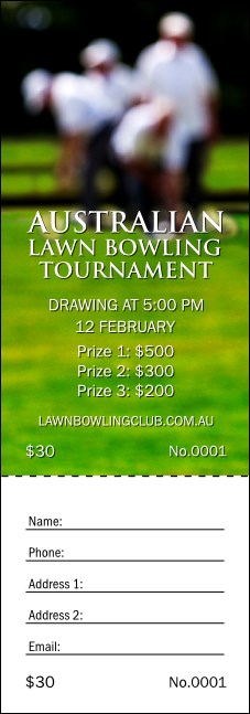 Lawn Bowling Raffle Ticket Product Front