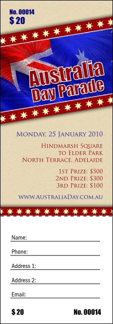 Australia Day Raffle Ticket Product Front